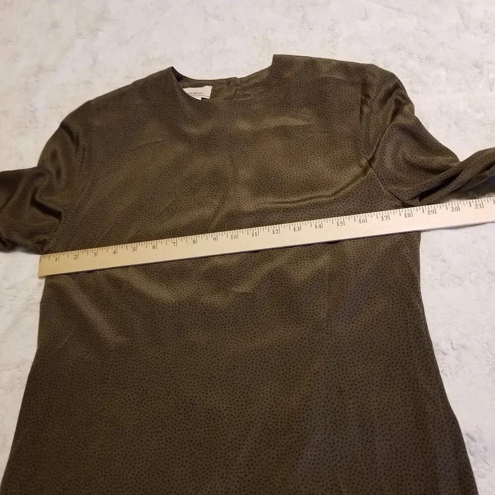 Vintage Mark Shale Shirt Womens Size 4 Green Black Silk Polka Dot - Picture 8 of 9